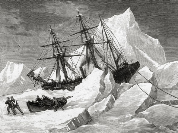 H.M.S. Intrepid trapped in pack ice 