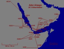 Aden Airways DC-3 Airways Routes