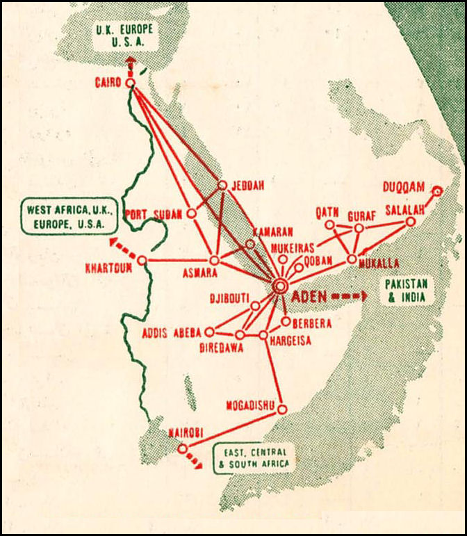 Aden Airways Route Map