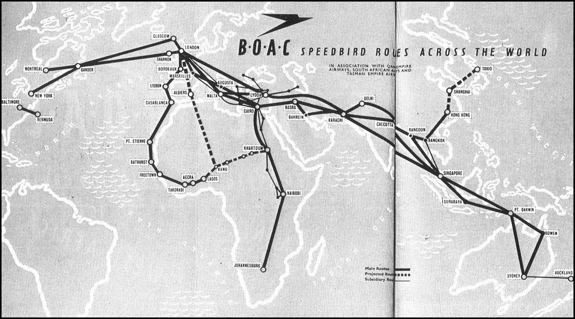 BOAC DC-3 Route Map