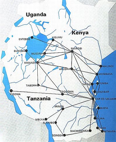 East African Airways Domestic Routes