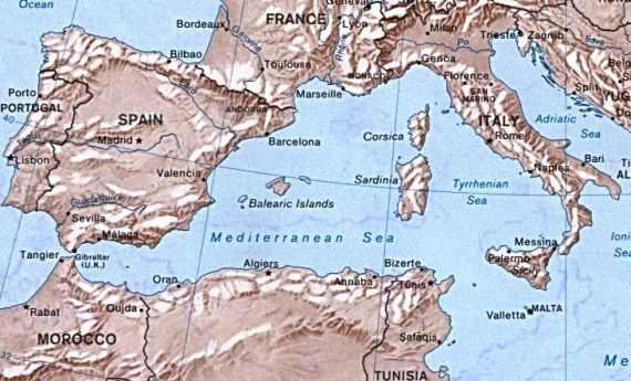 Map of the Western Mediterranean
